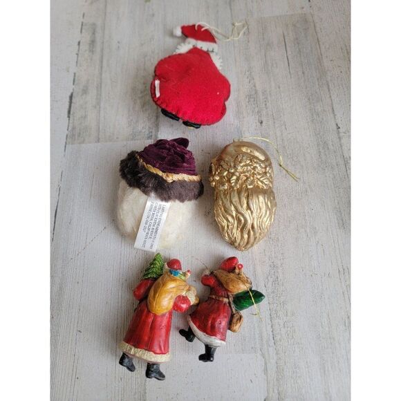 Santa Claus face Golden variety toy bag ornament set Xmas rustic - Picture 9 of 12